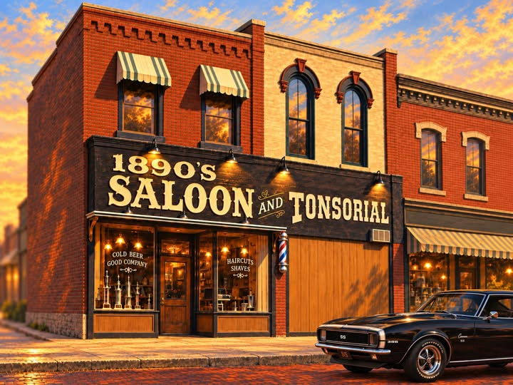 Exterior of 1890 Saloon and Tonsorial Parlor