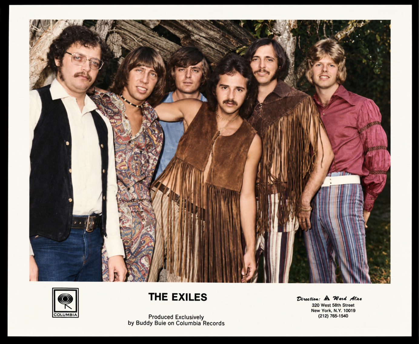 Color version of a Columbia Records promotional portrait of The Exiles